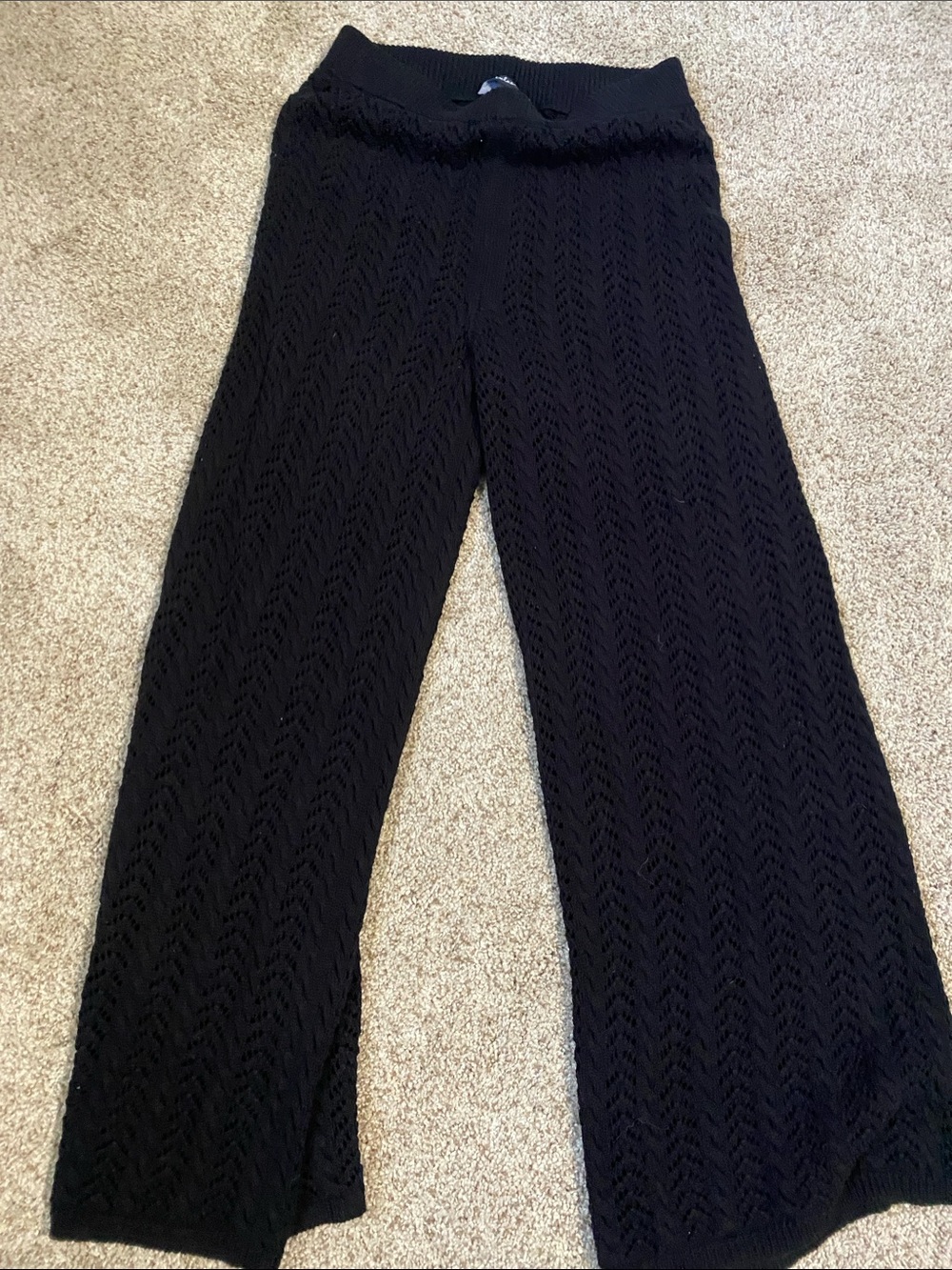 Lulu's Black Crochet Knit Swim Coverup Pants
